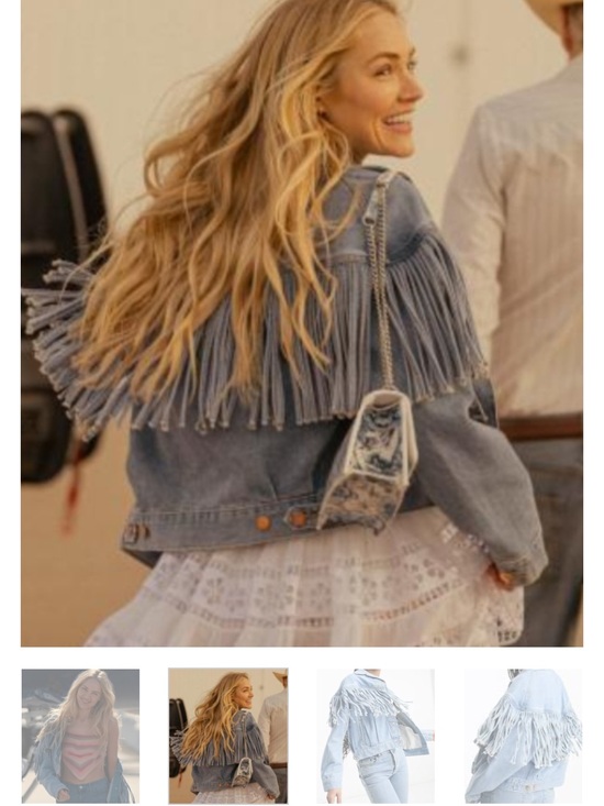 PARAGON Jackets & Blazers - PARAGON Light Blue Fringed Denim Jacket